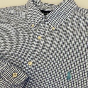 Ralph Lauren‎ Men's Classic Fit Blue Plaid Classic Fit LS Button Down Size 2XL